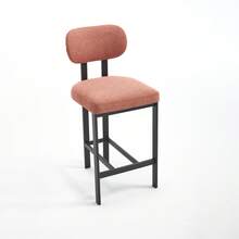 Bar Stool 2-Piece Set, Metal Frame Decorative Chair, Living Room Kitchen Chair, Living Room Soft Cushion Chair, Suitable For Various Scenarios Such As Living Room/Bar/Coffee Shop, Etc - 2PC(橘色) - 查看 7