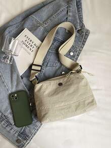 Women's Casual Commuter Tote Bag, Solid Color Multi-Pocket Large Capacity Shoulder Bag And Crossbody Bag - Beige - View 4