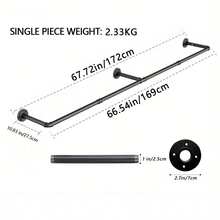 1-Pack Industrial Pipe Clothing Rack - Detachable Wall Mounted Heavy Duty Space Saving Garment Rack For Closet Storage - Black, 2/3 Base,Storage Holders & Racks Sturdy And Adjustable