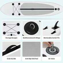 Stand Up Paddling Board 305cm Adults Inflatable Stand Up Paddle With All Accessories, For All Skill Levels, 200kg Load Capacity For 2 People - 黑與白 - 查看 5