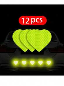12 件/套心形反光夜光汽车贴纸