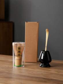 3 pièces/Ensemble Fouet à thé Matcha, Cuillère à thé Matcha, Combo de support à thé, Outils traditionnels japonais pour la cérémonie du thé Matcha, Coffret cadeau Rentrée des classes