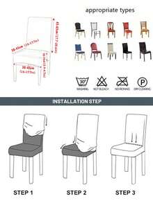 4/6pcs Faux PU Leather Solid Color Dining Chair Covers, Elastic Mid-Back Chair Slipcovers For All Seasons, Stretchy Soft & Removable For Office, Kitchen, Hotel, Home Decor - Multicolor - View 4