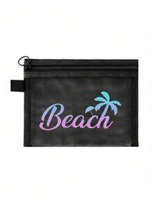 Maestra Mesh Cosmetic Bag Lipstick & Cushion Puff Storage Portable Make-Up Bag Transparent Organizer Bag Toiletry Bag Travel Pouch,Makeup Bag Makeup Pouch Skincare Bag Toiletry Bagtravel Essentials For Vacation Summer Holiday Back To School School Stuff Bag For School Travel Bag For Women Makeup Bag For Travel - Black - View 11