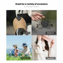 旅行帽夹 - 强磁设计，心形/圆形PU皮革，蝴蝶结和字母图案。可固定在行李箱/包上，防止帽子丢失，解放双手。女士圣诞礼物，旅行必备，圣诞袜礼物，可爱户外配饰，个性化礼品