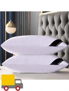 Luxury 5-Star Hotel Quality Pillow, Extra Soft Pillow, 19x29 Inch - Deep Sleep Neck Support, All Seasons Non-Slumping High Pillow Core, Machine Washable, Modern Pillow Design | Soft Textured Fabric, Sleeping Pillow - 白色 - 查看 4