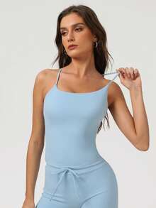 Sodalemon 女士交叉露背无袖运动训练跑步加厚高支撑户外瑜伽背心，夏季 - 淺藍色 - 查看 6