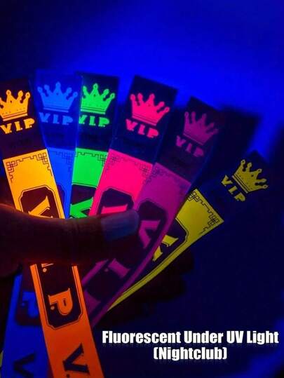 100/50条装霓虹VIP腕带 - 防水、轻便、夜光派对腕带，适合生日派对、圣诞派对、婚礼派对、嘉年华派对用品、情人节礼物、酒吧、派对、俱乐部、公园、音乐会和节日、夜总会、男士创意礼物、个性化礼物、情人节、复活节等场合。
