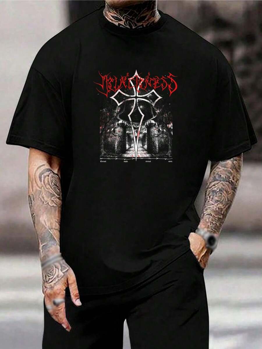 Camiseta de la banda de Death Metal Tribulation - Camiseta de manga corta de metal negro oculto, heavy metal - Unisex, vintage, rock, para hombres y mujeres - Idea de regalo de verano para adolescentes y adultos - Negro - Ver 1