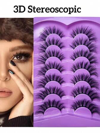 7 Pairs High Quality Soft False Eyelashes, Natural Fluffy With Pre-Glued Self-Adhesive Long Eyelash Extensions, DIY Reusable Suitable For Beginners And Cosplay, Lush