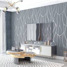 1 Roll Geometric Lines Wallpaper, Modern Minimalist Design, Flocked Texture, Non-Woven Material, Suitable For Home Living Room Bedroom Decoration Wall Decor Stickers Wall Paper Wall Stickers Wall Sticker
