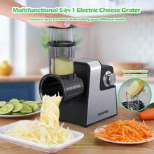Electric Cheese Grater, Electric Slicer Shredder With 5 Versatile Blades, Electric Slicer Shredder, Digital Salad Machine For Fruits, Vegetables, Cheeses - US A Type Plug(110-127V) - View 6