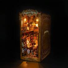 Kit de décoration de modèle d'étagère de bibliothèque inspirée, artisanat miniature en bois à assembler soi-même, idéal pour Pâques, Halloween, cadeau d'anniversaire