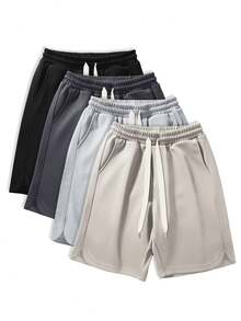 Men's Summer Casual Sports Shorts Mountaineering Side Split Shorts Casual Comfortable Fashion Men's Elastic Waist Solid Color Shorts - Sports Pants Great For Outdoor Travel, Sports, Fitness | Holiday Gifts - 卡其色 - 查看 1