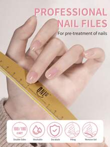 RS NAIL Limapias de uñas RSNAIL con grano 100/180, lavable, resistente al desgaste, doble cara con escala de regla y plantillas para dar forma a las uñas. Limas de uñas y archivos de pulido adecuados para principiantes en arte de uñas y salones de manicura