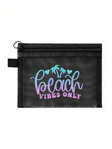 Maestra Mesh Cosmetic Bag Lipstick & Cushion Puff Storage Portable Make-Up Bag Transparent Organizer Bag Toiletry Bag Travel Pouch,Makeup Bag Makeup Pouch Skincare Bag Toiletry Bagtravel Essentials For Vacation Summer Holiday Back To School School Stuff Bag For School Travel Bag For Women Makeup Bag For Travel - Black - View 13