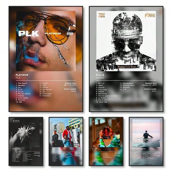 1pc Modern Music Albums Wall Art Poster Prints Pop Music Album Covers Canvas Painting Picture For Living Room Home Decor Optional Frame ,Wall Art With Frame