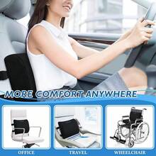 Lumbar Support Pillow Suitable Office Chair Back Support Lumbar Pillow Suitable Car, Gaming, Office Chair - Improves Sitting Posture And Relieves Back Pain, Foam, Adjustable Shoulder Straps, Gray - Black - View 11