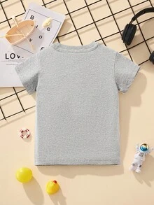 少年卡通老虎印花短袖休閒T恤，夏季透氣款式