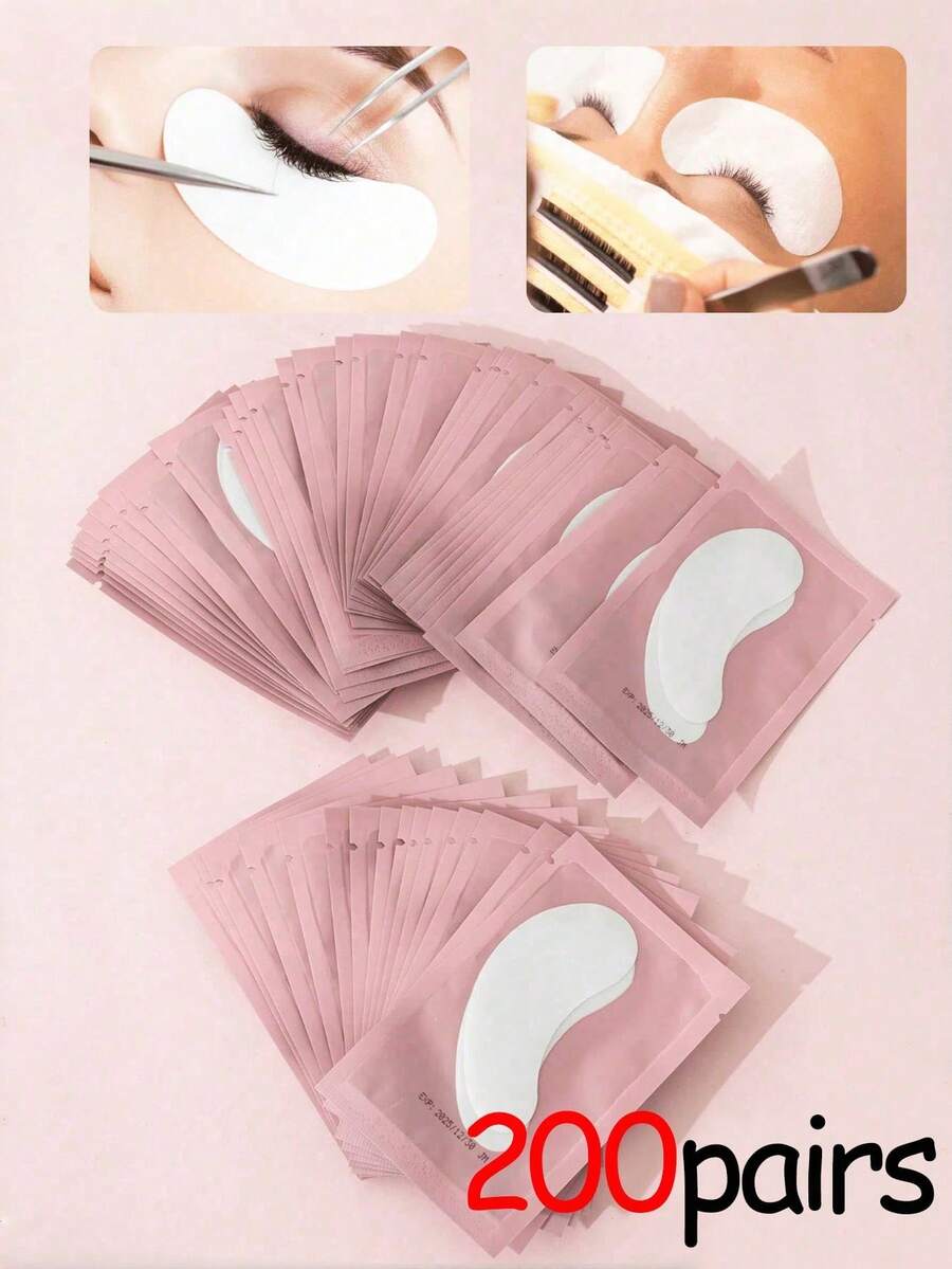 200 Pairs Of U-Shaped Eye Patches, Pure Natural Plant Extract Collagen Eyelash Pads, Used For Eyelash Grafting, Eyelash Extension, Eyelash Pads, Moisturizing Eye Patches - Pink - View 1