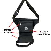 Pochete Cartucheira De Perna Camping Eventos Rave Trilha Camping Motoboy - Preto - Visão 5