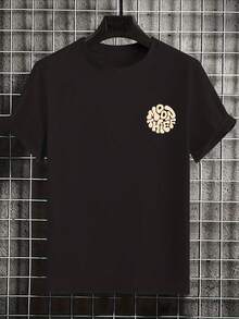 Men's Summer Short Sleeve Printed-Shirt - Black - View 4