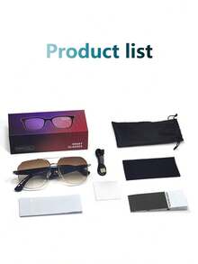 AI Translation Glasses, Wireless Smart Glasses, Support 100+ Languages, Anti-Blue Light Lenses, Built-In Microphone/Speaker, Open Ear Music & HD Calling, Control Photo Taking, USB Magnetic Charging, 360° Spatial Surround Sound, Fashionable Design For Office, Fitness, Hiking, Travel, Business, Study, Perfect Gift For Men And Women - Khung vàng, tròng kính xanh - Xem 11