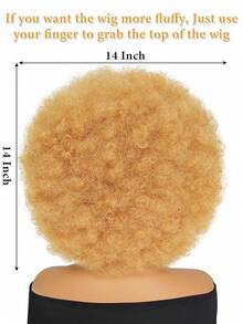 Afro Wig 14Inch And 8Inch Afro Wigs For Women 70s Afro Kinky Curly Wig Bouncy Huge Fluffy Puff Wigs Synthetic Hair For Cosplay Daily And Party - Blonde - 查看 5