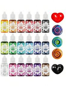 烘焙色液 - 多种鲜艳颜色的色液套装，用于烘焙、糖霜、蛋糕装饰、复活节彩蛋、DIY 手工用品套件的染料 - 部分配件随机发送 - 1件 - 查看 8