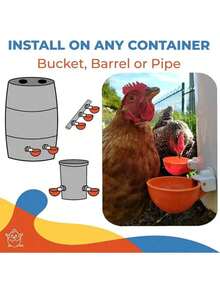 Large Automatic Chicken Waterer Cups| Chicken Water Feeder Suitable For Chicks, Duck, Goose, Turkey And Bunny| Poultry Water Feeder Kit (Orange)… - Pack Of 8 - View 5