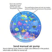 1 件圆形充气游戏垫，大型圆形海豚戏水垫，适合幼儿的 PVC 水上游戏垫，卡通游戏水垫，鼓励活动和感官发育，非常适合婴儿作为游戏垫，早期教育爬行垫，很棒的圣诞节万圣节感恩节礼物，新年礼物，情人节礼物。