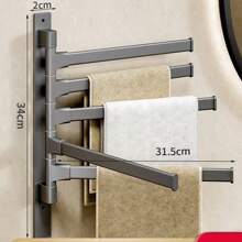 Handtuchhalter für das Badezimmer. Raumsparen Aluminium Handtuchhalter für das Badezimmer. Installationsmethode: Badezimmer Aufbewahrungsregal/Handtuchhalter ohne Bohren. Drehbarer mehrfachstangen Handtuchhalter für das Badezimmer, kein Bohren erforderlich