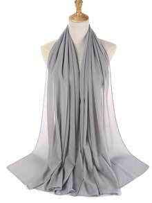 1pc Casual Versatile Solid Color Chiffon Scarf For Dress - Light Grey - View 2