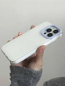 Carcasă de telefon cu design solid și lucios, culoare bloc, compatibilă cu 16, 15, 14, 13 Pro Max, cu efect de dopamină, dublă, rezistentă la șocuri - Alb și albastru - Vizualizare 5