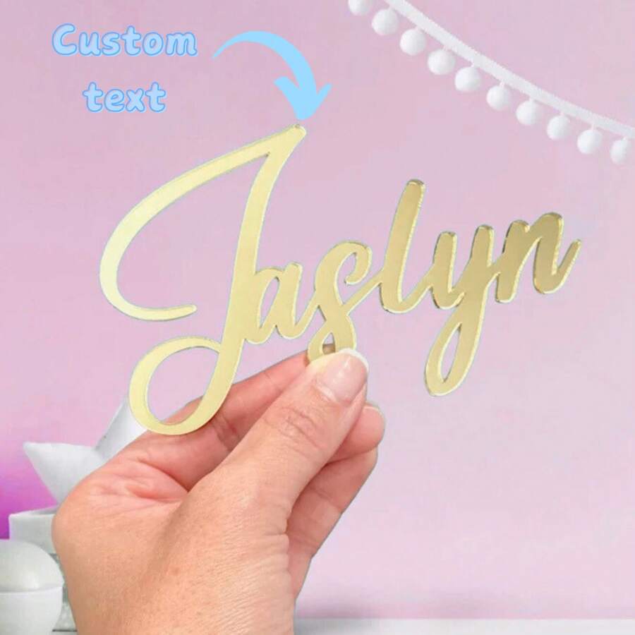 Encanto de acrílico personalizado para pastel, encanto de pastel, encanto de pastel de cumpleaños, placa de lugar con nombre, tarjetas de lugar con nombres, encanto de pastel dorado, encanto de pastel personalizado, placa de pastel de espejo de acrílico personalizado, adorno para pastel con nombre, encanto, encanto con nombre para pastel, tarjetas de lugar de boda