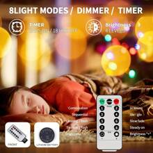 Luzes de Fada LED, Alimentação por Bateria/USB com Controle Remoto, Guirlanda de Luzes, Luzes Cintilantes de Fio de Cobre para Decoração de Casa, Jardim, Festa, Casamento, Quarto, Ano Novo