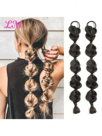 Perruque tresse à queue de cheval à bulles, extensions de cheveux tressés naturels de style féminin en tresse queue de poisson