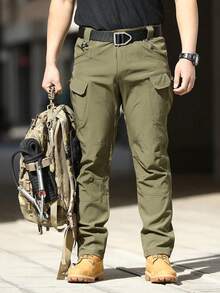 Men's Military Tactical Cargo Pants, Lots Of Pockets, Waterproof, Wear Resistant, Casual Cargo Pants - 綠色 - 查看 1