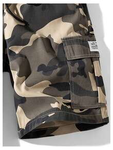 夏季新款迷彩多口袋工装短裤，宽松休闲百搭男士及膝长裤 - 卡其色 - 查看 7