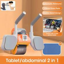 Automatic Rebound Ab Roller With Elbow Support & Knee Pads LCD Timer Display Home/Gym Core Workout Equipment Orange/Purple - Orange - View 3