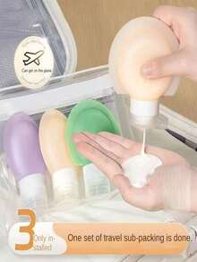 1/2/3 Pieces Silicone Travel Dispenser Bottles For Portable Travel Magic Shampoo And Body Wash Small Bottles With Sealed And Leak-Proof Design, Reusable For Skincare And Makeup Removal Samples. Leak-Proof Dispenser Is Suitable For Travel Carrying And Home Use For Toiletries And Body Wash. - Multicolor - View 11