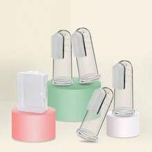 6件装可重复使用宠物牙刷，硅胶材质，耐用，刷毛柔软，温和呵护牙龈，易于清洁，宠物口腔护理工具