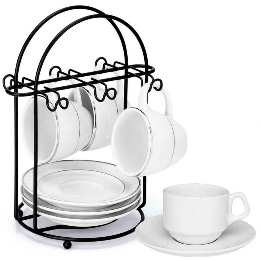 Premium Black Coffee Cup Holder Elegant Design