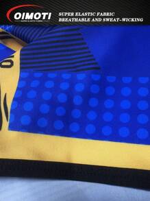 OIMOTI 1 Pc Men's High Elasticity Boxing Shorts - Breathable Polyester Knit, Loose Fit, Moisture-Wicking, Sports Style, Suitable For Gym, Training, ONE Tournament, MMA, Jiu-Jitsu, Fighting, Design By OIMOTI, Blue Shark Loose Quick-Dry Boxing Shorts, Muay Thai, Men's Fitness Running Boxing Martial Arts