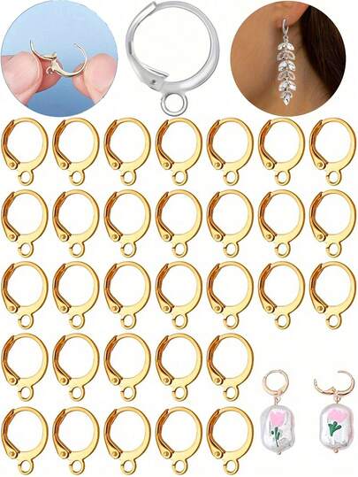 20/50 Pcs Earring Hooks, Earring Findings, Leverback Earrings, Ear Wires, Ear Hooks - Suitable For Men And Women, For Earring Making, Gold And Silver Colors