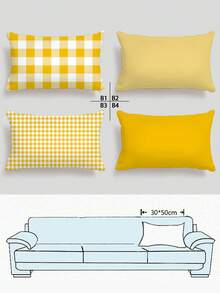 4 件套黄色条纹靠垫套，超柔软舒适，畅销款，家居装饰抱枕套，适用于沙发、客厅、卧室，不含枕芯 - 黃色 - 查看 7