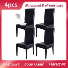 4/6pcs Faux PU Leather Solid Color Dining Chair Covers, Elastic Mid-Back Chair Slipcovers For All Seasons, Stretchy Soft & Removable For Office, Kitchen, Hotel, Home Decor - Multicolor - View 17