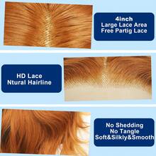 200% Density 26 Inch Curly Lace Front Ginger Wigs 13x4 HD Transparent Lace Front Wig Heat Resistant Synthetic Loose Wave Wig Ginger Orange Wavy Glueless Lace Wig Body Wave 13*4 Frontal Wigs Loose Weave Long Curly Lace Wigs 13X4 Ginger Color Wigs - 薑色 - 查看 4