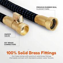 25/50/75/100FT Expandable Garden Hose Kit With 10-Function High-Pressure Spray Nozzle,  3/4" Solid Brass Leakproof Fittings, All-Season Outdoor Hose For Cleaning, Gardening & Forestry, Forestry Applications, Vibrant Patterned Hose, Brass Connectors, Green/Blue Color