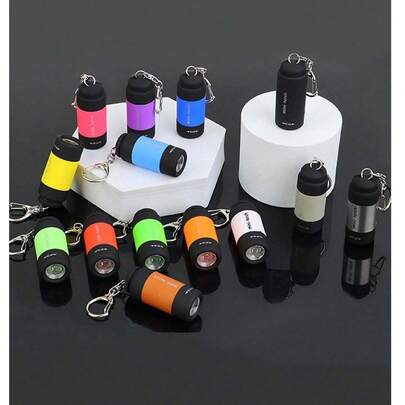 1pc Mini Keychain LED Flashlight, Portable Rechargeable Multi-Function Outdoor Flashlight With Clip, Suitable For Hiking, Camping, Fishing, Running And Other Emergency Lighting, Camping Accessory